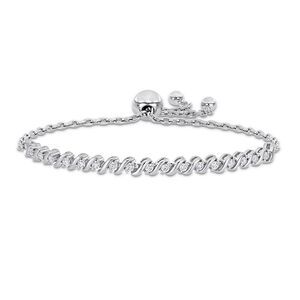 1/2 Carat (ctw) Lab-Created Moissanite Bolo Bracelet Sterling Silver